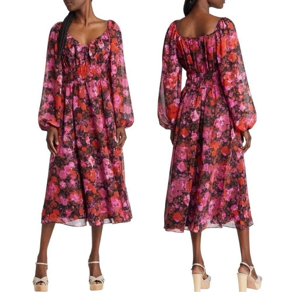 NWT STEVE MADDEN Laine Long Sleeve Midi Floral Dress XS